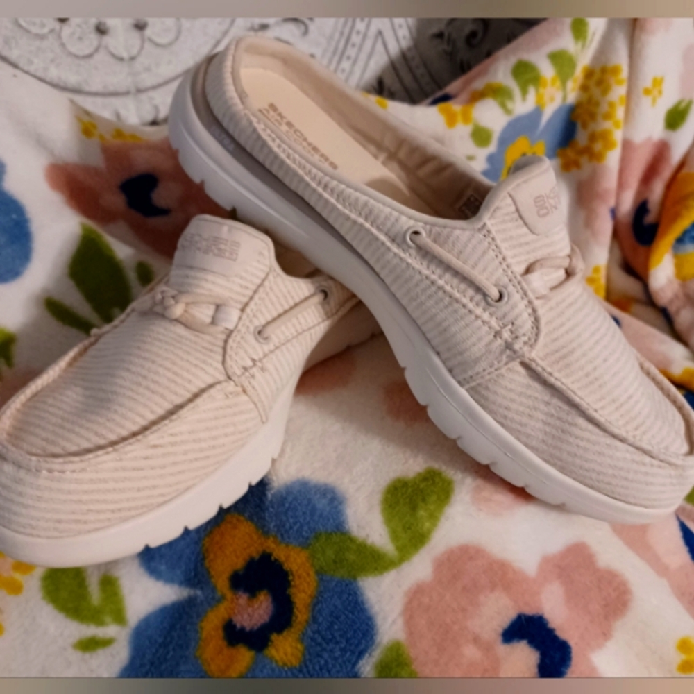 Skechers Light Beige Casual Slip-Ons